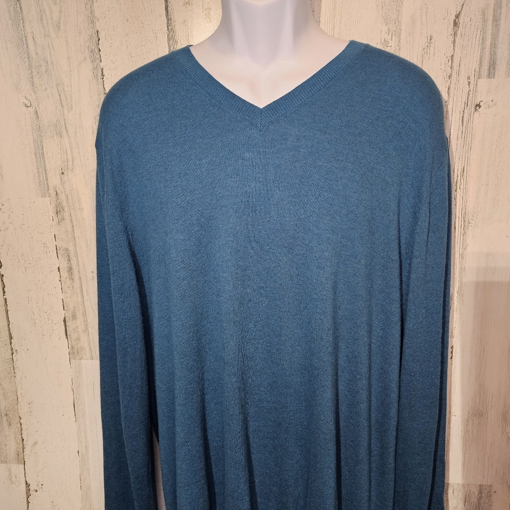 Banana Republic Luxe Sweater Collection V-Neck Mens XL Blue Soft Long Sleeve - Picture 2 of 8